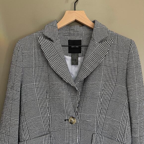 Smythe Portrait Neck Blazer in Prince of Wales Black White Plaid Size 6 Academia - Picture 6 of 16